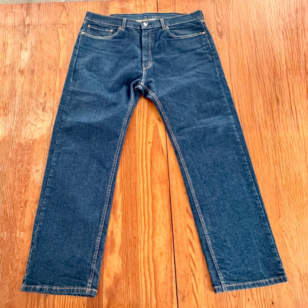 Levis 505 Regular Fit Straight Leg Blue Denim Jeans Mens 38x30 Dark Wash